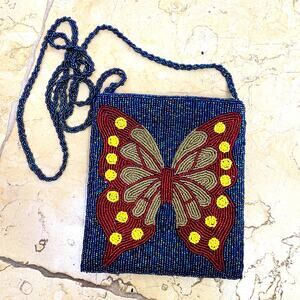 Vintage Beaded Purse Bag Butterfly Whimsigoth Fairy Delicate Whimsical Dainty